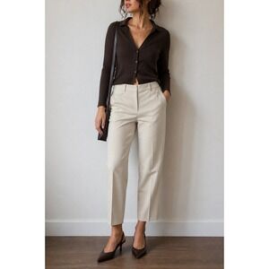 Loft Beige Riviera Pant Cropped Julie Fit Size 6 Minimalist Business Casual